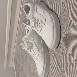 Women's White Leather Vans
